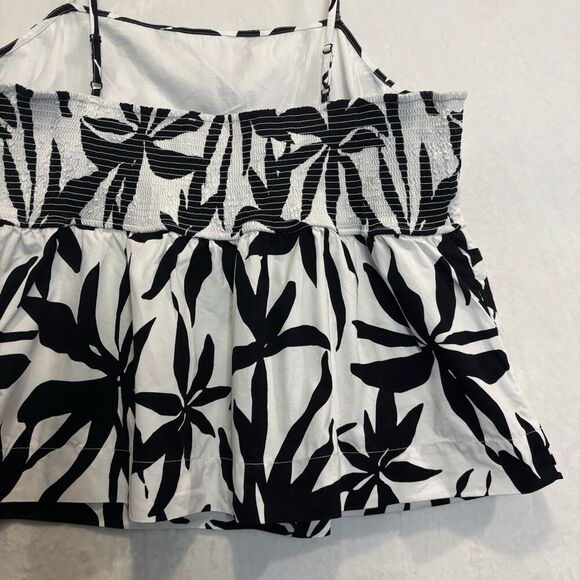 Free Assembly Women's Spaghetti Strap White Black Floral Peplum Tank Top XXXL - Picture 10 of 13